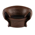 Stylish Modern Wooden Leisure Chair With Curved Design And Black Cushion