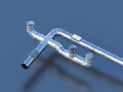 High Performance Industrial Metal Pipe System With Multiple Connectors And Ventilation Vents 3d model