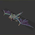 Game Movie Dragon Character 3D Model With Blue Purple Scales And Detailed Flying Wings