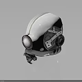 Modern White Helmet with Metallic Goggles and Red Dial Fashion Design