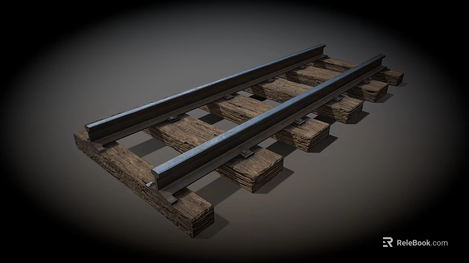 Train Railroad Tracks With Wooden Sleepers And Metal Rails Structural Design 3d model 