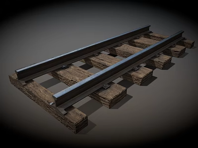 Train Railroad Tracks With Wooden Sleepers And Metal Rails Structural Design 3d model