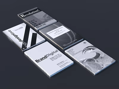Modern Books Magazines With Creative Brandigital Revolution Stylish Cover Designs 3d model