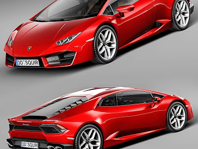 Red Lamborghini Sports Car With Sleek Aerodynamic Design And Alloy Wheels 3d model
