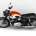 Vintage Motorcycle With Classic Design Orange White Color And Black Leather Seat