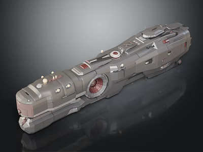 Futuristic Water Vessel with Intricate Mechanical Structure Metallic Exterior and Advanced Engine Components 3d model