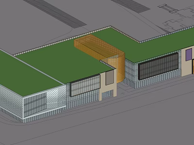 Modern Commercial Complex With Green Roof Glass Curtain Walls And Structured Layout 3d model