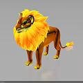 3D Cartoon Lion Model With Fluffy Yellow Mane And Orange Fur Standing On Black Background 3d model