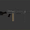 Tactical Military Machine Gun With Tripod Stand And Ammunition Belt Setup