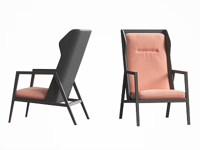 Modern Leisure Chairs With Black Frame And Pink Cushion Backrest Design 3d model