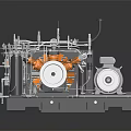 Industrial Turbine Engine With Rotating Blades Metal Pipes And Mechanical Components