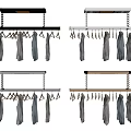 Modern Hanging Clothes Hangers With Metal Wooden Frames Black Silver Brown Colors For Wardrobe Use