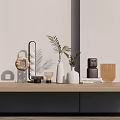 Tabletop Decorative Ornament Set With Vases Green Plants Books And Various Materials