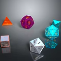 Vibrant Polyhedral and Cube Dice in Orange Purple Blue Silver for Daily Tabletop Games Use