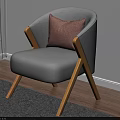 Gray Accent Chair With Wooden Legs And Pink Cushion In Bright Sunlit Room