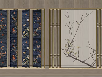 Japanese-style screen partition lattice 3d model