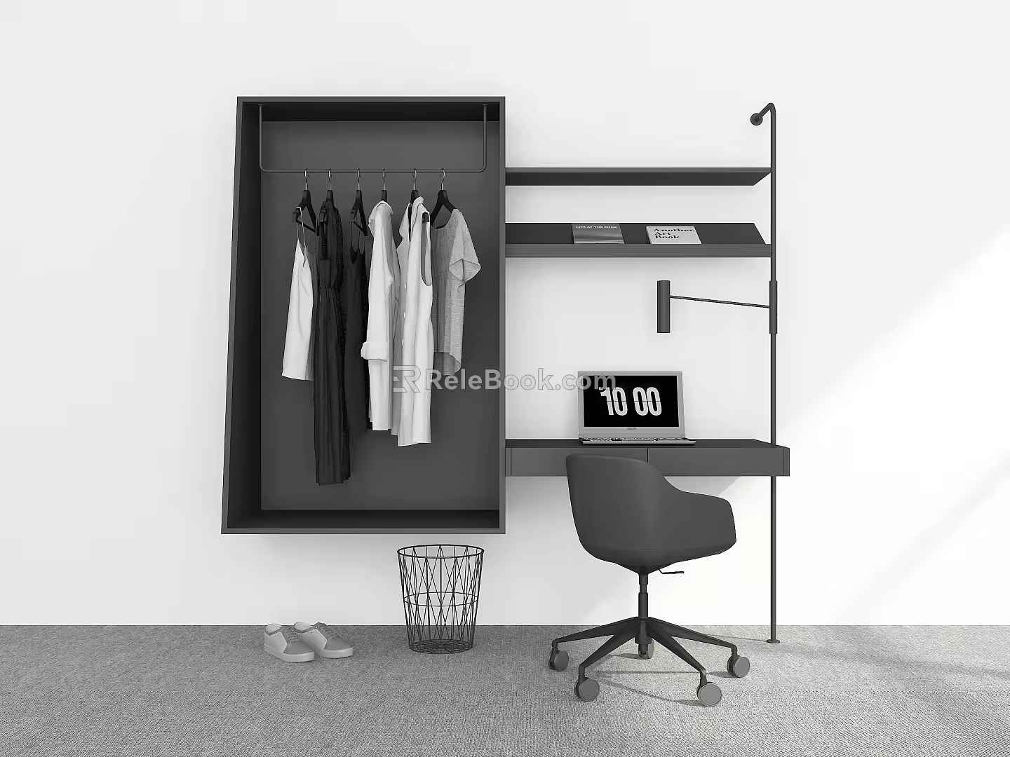 Modern Desk Integrated Cabinet Desk Chair Desk Computer Desk Table 3d model
