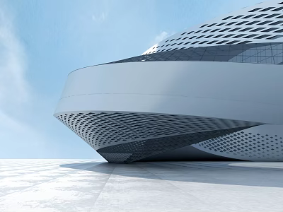 Modern Architectural Design With Unique Curved Structure And Perforated Facade 3d model