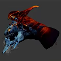 Two Headed Mythical Dragon Creature With Blue Ice And Red Flame Features