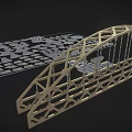Detailed Scale Architectural Model With Arch Bridge And Urban Building Structures 3d model