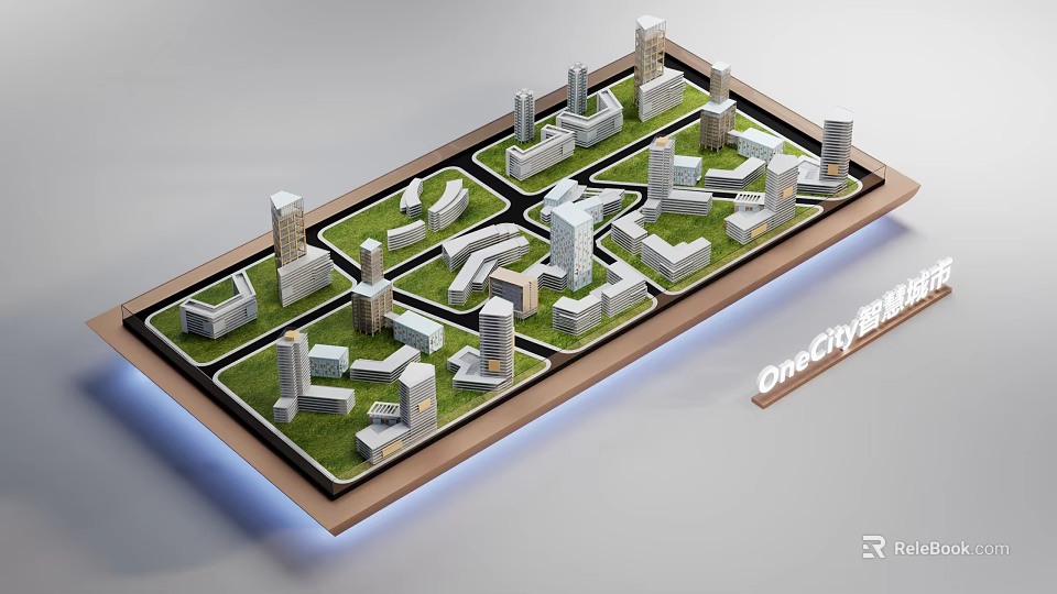 Detailed OneCity Urban Model with Buildings Roads and Green Areas Design 3d model 