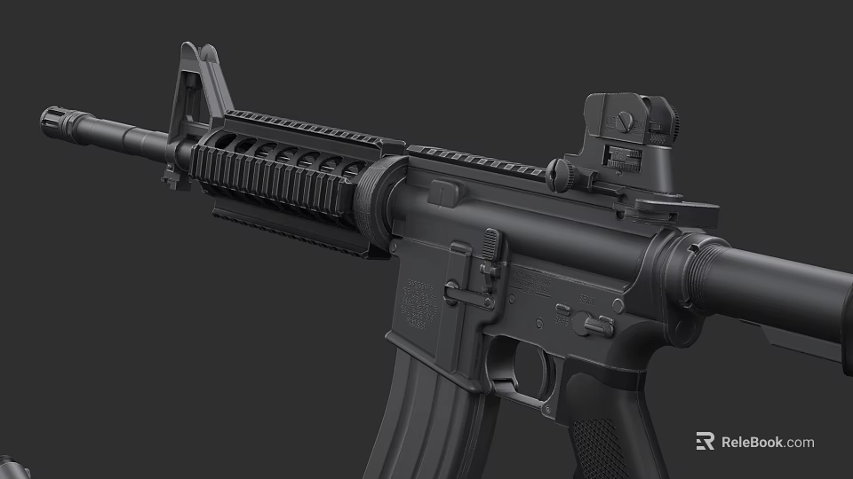 Black Tactical Assault Rifle With Scope Magazine Barrel And Handguard 3d model 