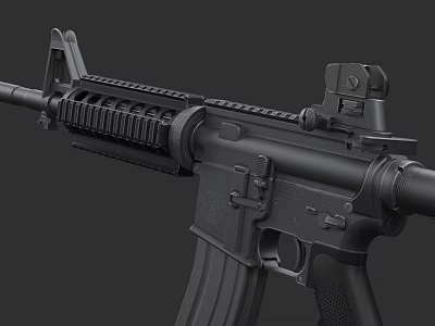 Black Tactical Assault Rifle With Scope Magazine Barrel And Handguard 3d model