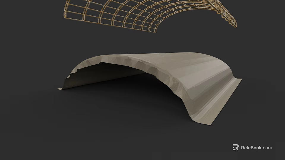 Fighter Jet Wing Structure With Curved Surface And Metal Framework Design 3d model
