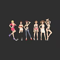 Women in Different Stylish Outfits Posing with Various Fashion Looks