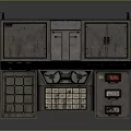 Industrial Style Control Panel With Metal Panels Buttons Knobs And Display Screens