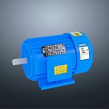 Blue Industrial Electric Motor With Warning Label And High Efficiency Performance