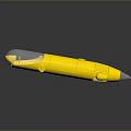 Yellow Rocket Weapon Model With Pointed Tip Shiny Fins And Reflective Surface 3d model