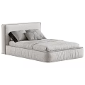 Modern Minimalist Double Bed With Pleated Headboard And Multiple Color Options