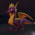 Cartoon 3D Dragon Character With Purple Body Yellow Wings And Horns