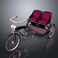Vintage Black Tricycle With Red Seats And Retro Design Details