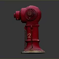 Red Fire Hydrant With Chain And Weathered Finish In Classic Design