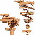 Intricate Wooden Architectural Components With Interlocking Beams And Structural Joints 3d model