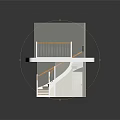 Staircase With Wooden Steps White Railing And Upper Landing Platform 3d model