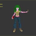 Game And Movie Character With Black Hair Green Pants And Fire Hands