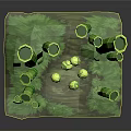 Green Bamboo Plants with Yellow Flowers and Lush Green Grass in