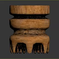 Wooden Furniture Stool With Multi Layered Carved Design And Claw Feet Base