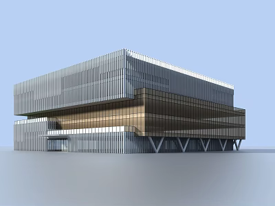 Modern Office Building Exterior With Glass Metal Facade and Contemporary Design 3d model