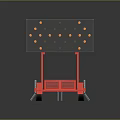 Mobile Lighting Equipment With Red Cart Black Panel And Yellow Bulbs