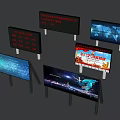 Outdoor LED Digital Billboards Featuring Cityscape World Map And Text Content 3d model