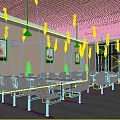 Modern Restaurant Interior With Order Counter Menu Display Screens And Brick Wall Decor