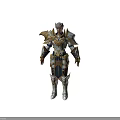 Elven Warrior Character Armor Design With Front Back Views And Gold White Ornate Details