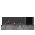 Modern Fireplace Design With Burning Flames And Elegant Gray Stone Base 3d model