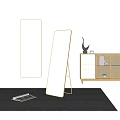 Standing Full Length Mirrors With Wooden Cabinet Decorative Items And Rug