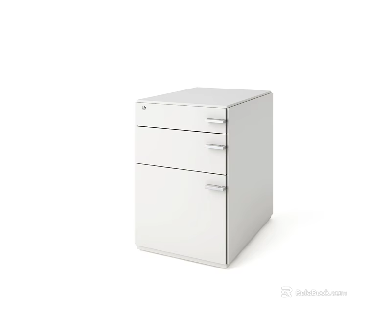 White Metal Bookcase With Simple Design And Three Functional Drawers 3d model
