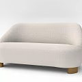 Modern Off White Multi Person Sofa With Plush Fabric And Wooden Legs